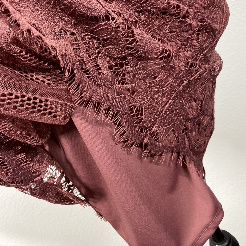 No Boundaries Rustic Brick Lace Mini Dress - Picture 9 of 13